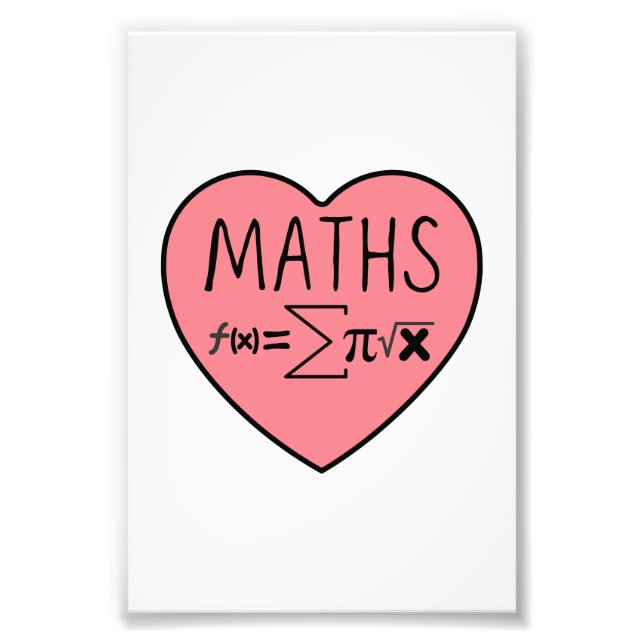 I Love Maths Heart Photo Print (Front)