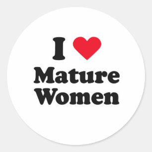 I love mature women classic round sticker