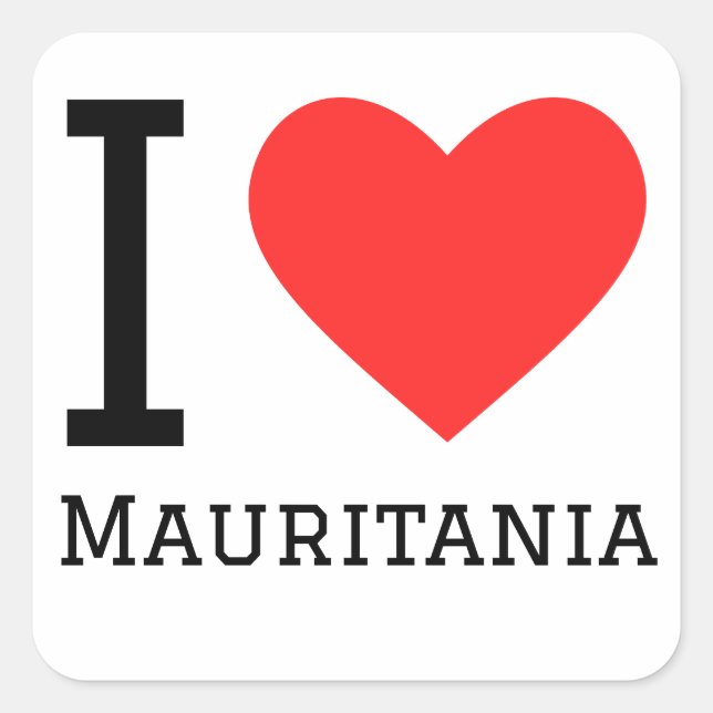 I love mauritania  square sticker (Front)