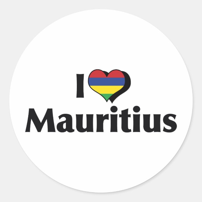 I Love Mauritius Flag Classic Round Sticker (Front)