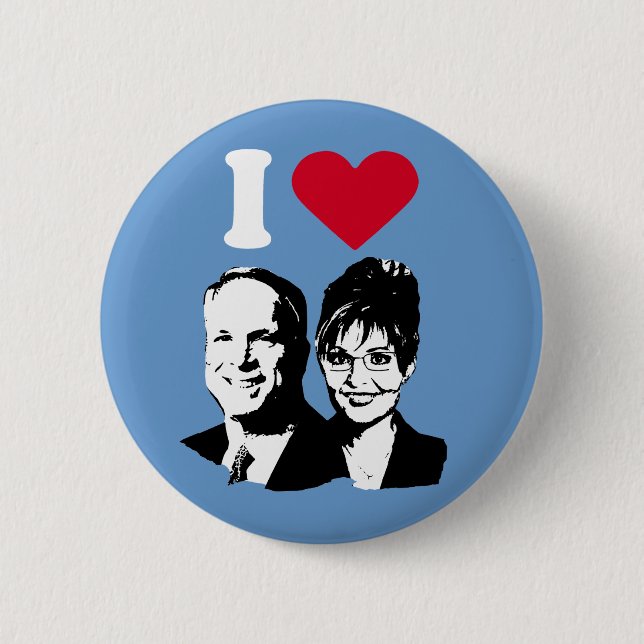 I Love McCain and Palin Button (Front)