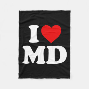 I Love Md Heart Maryland  Fleece Blanket
