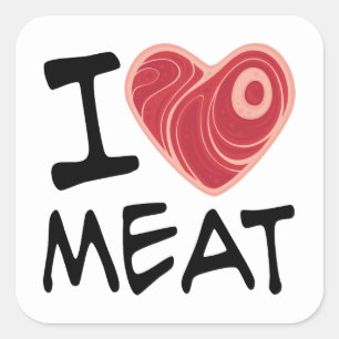 I Love Meat Square Sticker