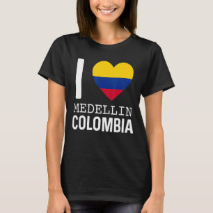 I Love Medellin Colombia Flag Map Colombian Pride T-Shirt