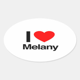 i love melany oval sticker
