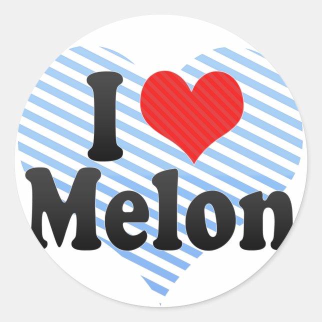 I Love Melon Classic Round Sticker (Front)