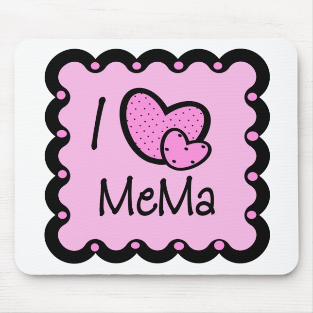 I Love Mema Cute T-Shirt Mouse Mat (Front)