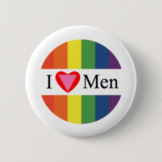 I love men 6 cm round badge (Front)