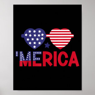 I love merica patriotic heart independence day  poster