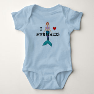 I Love Mermaids Design - Baby Jersey Bodysuit