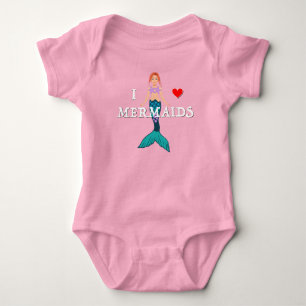 I Love Mermaids Design - Baby Jersey Bodysuit