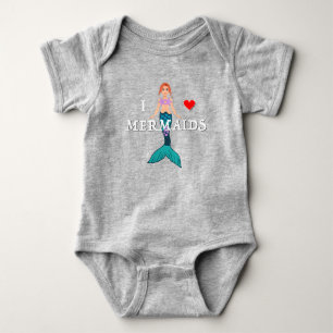 I Love Mermaids Design - Baby Jersey Bodysuit