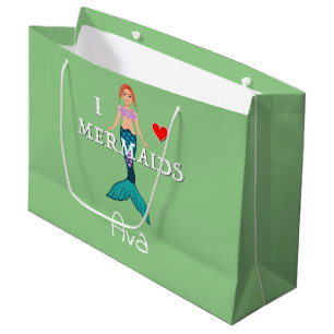 I Love Mermaids Design - Gift Bag - Large