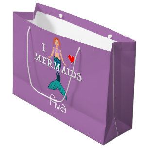 I Love Mermaids Design - Gift Bag - Large
