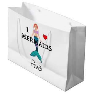I Love Mermaids Design - Gift Bag - Large