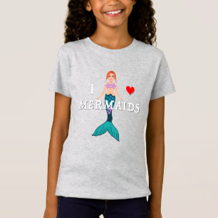 I Love Mermaids Design - Girls' Fine Jersey T-Shir T-Shirt