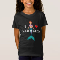 I Love Mermaids Design - Girls' Fine Jersey T-Shir