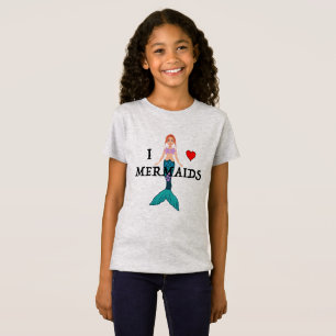 I Love Mermaids Design - Girls' Fine Jersey T-Shir T-Shirt