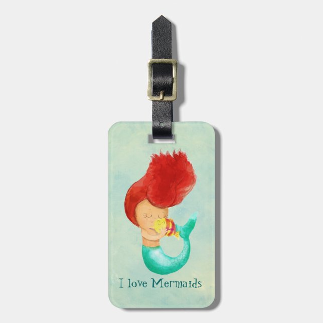 I love Mermaids Luggage Tag (Front Vertical)