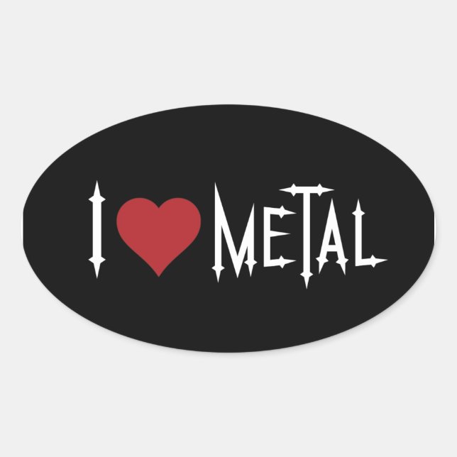 I Love Metal Oval Sticker (Front)