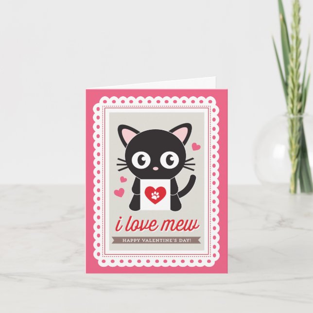 I love Mew by Origami Prints Valentine Folded Card (Front)