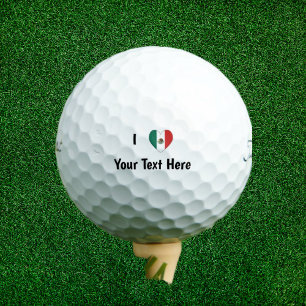 I Love (Mexican Flag Heart) Personalised Golf Balls