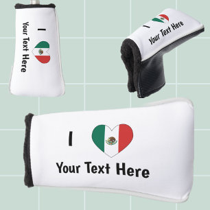 I Love (Mexican Flag Heart) Personalised Golf Head Cover