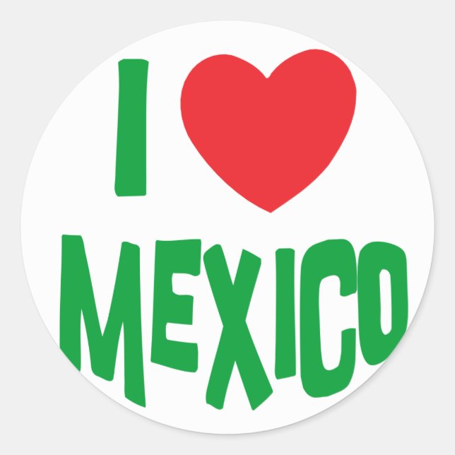 I Love Mexico Classic Round Sticker (Front)