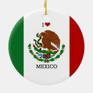 i love mexico - mexican flag ceramic tree decoration