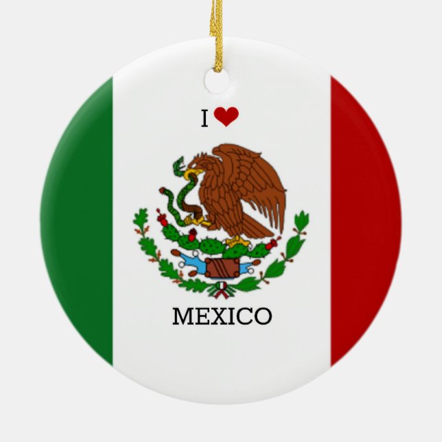 i love mexico - mexican flag ceramic tree decoration (Back)