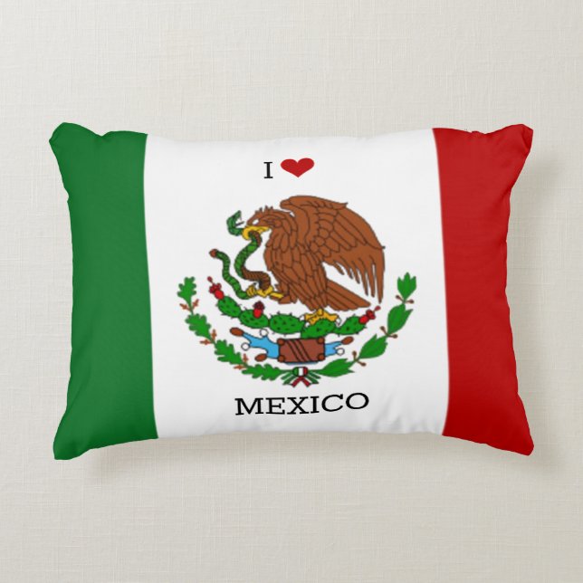 i love mexico - mexican flag, decorative cushion (Front)
