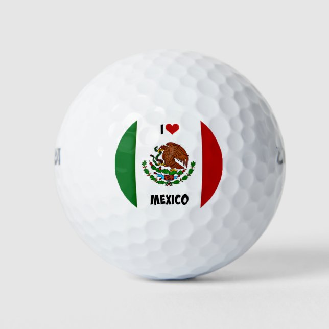 I Love Mexico, Mexican flag Golf Balls (Front)