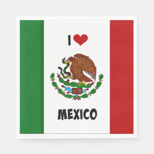 I Love Mexico, Mexican Flag Napkin