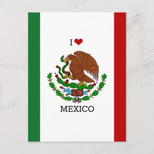 i love mexico - mexican flag, postcard