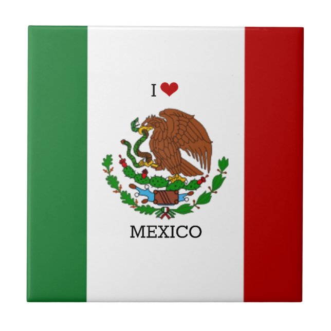 i love mexico - mexican flag, tile (Front)