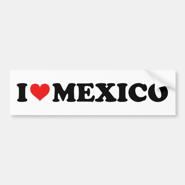 I Love Mexico Red Heart Car Bumper Sticker (Front)