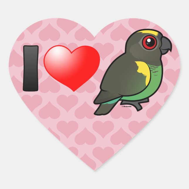 I Love Meyer's Parrots Heart Sticker (Front)