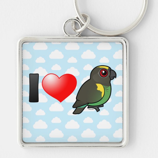 I Love Meyer's Parrots Key Ring (Front)