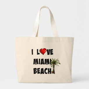I Love Miami Beach Large Tote Bag