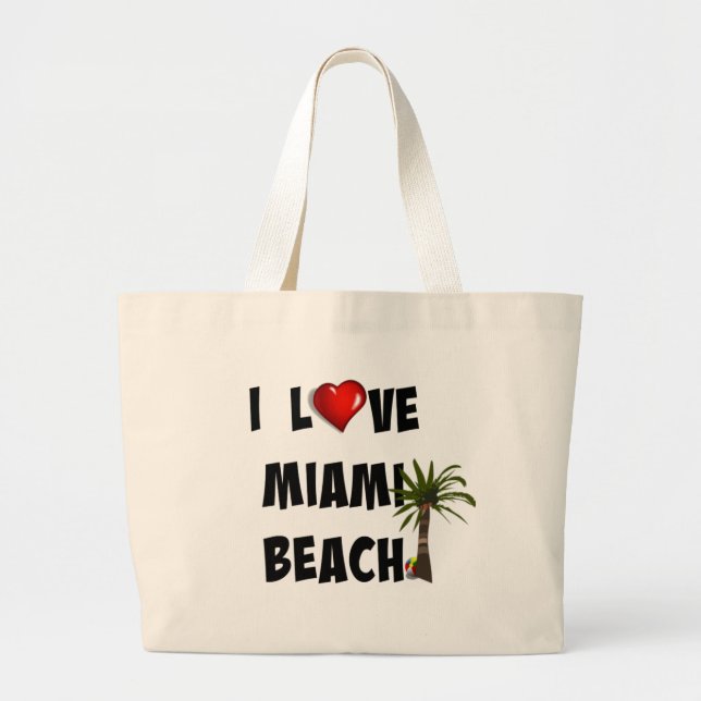 I Love Miami Beach Large Tote Bag (Front)