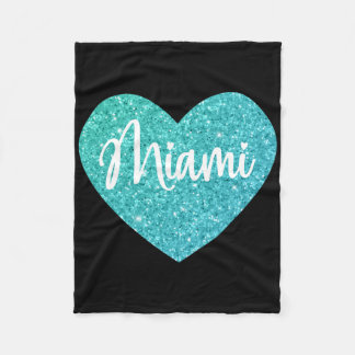 I Love Miami Florida Heart  Fleece Blanket
