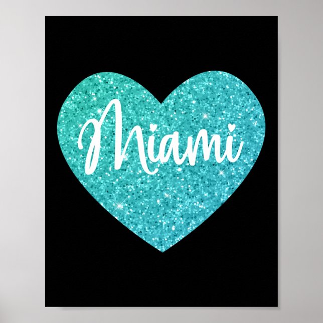 I Love Miami Florida Heart  Poster (Front)