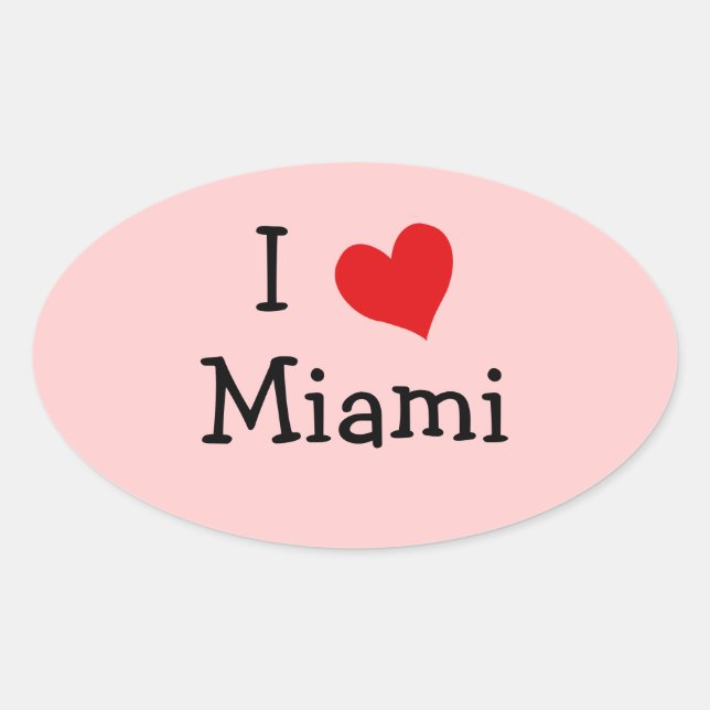 I Love Miami Oval Sticker (Front)