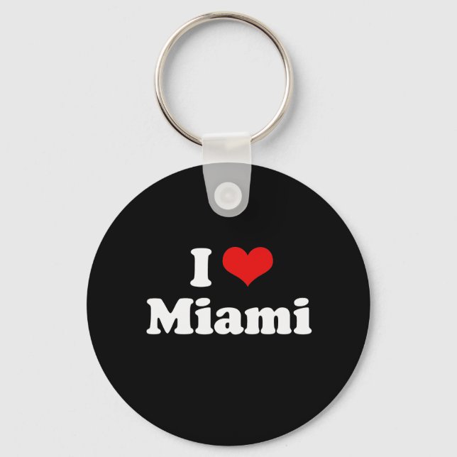 I Love Miami Tshirt White Tshirt Key Ring (Front)