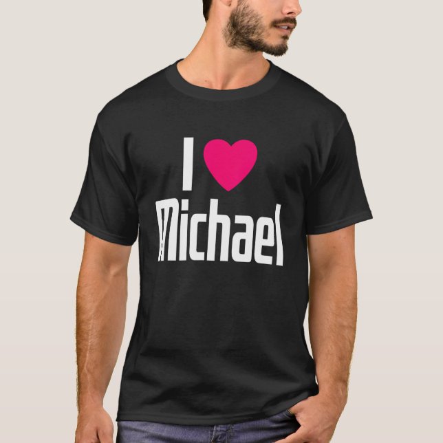 I Love Michael Pink Heart I Heart Michael T-Shirt (Front)