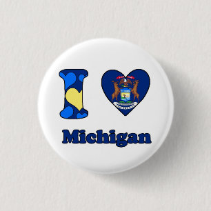 I love Michigan 3 Cm Round Badge