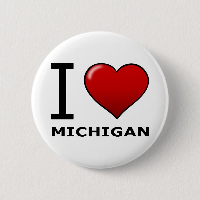 I LOVE MICHIGAN 6 CM ROUND BADGE (Front)