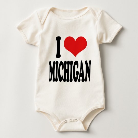 I Love Michigan Baby Bodysuit