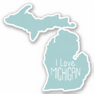I Love Michigan Blue Grey