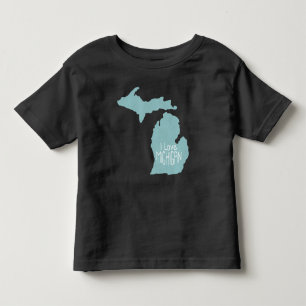 I Love Michigan Blue Grey Toddler T-Shirt